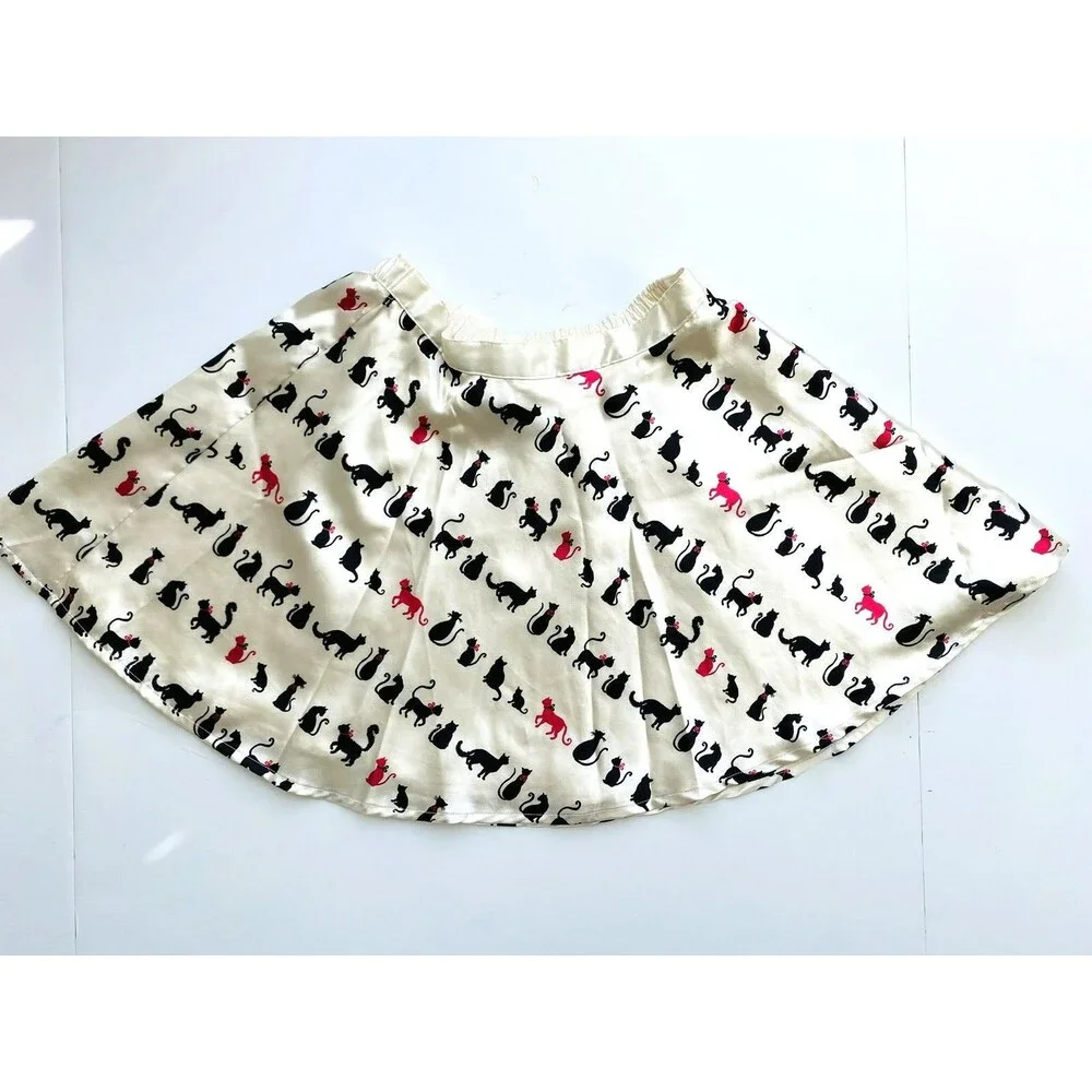 Gymboree Girls City Sidewalk Kitty Cat Pink Black Twirl Skirt Satin Sz 5